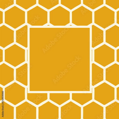 honeycomb frame with empty space for text on colorful background
