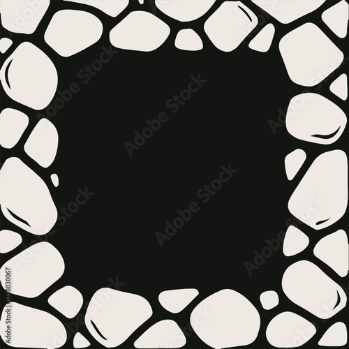 stones frame with empty space for text on colorful background