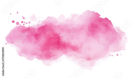 Abstract pink watercolor stain with soft blended edges on white background for artistic design and creative projects in vector style artwork