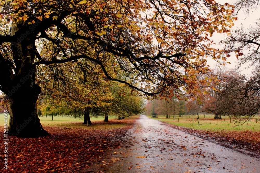 Naklejka premium Frost Touching the Last Autumn Leaves