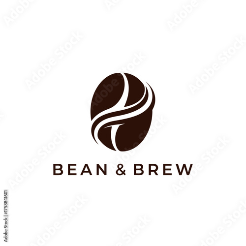 Stylish coffee bean logo design for modern cafe branding and coffee shop concepts with an elegant professional look for promotional materials and design projects