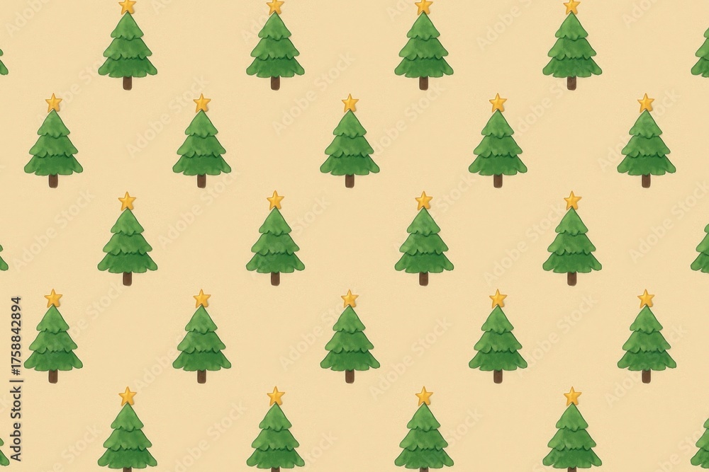 Fototapeta premium Festive seamless Christmas tree pattern.
