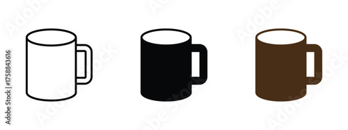 Hot Tea Mug icon in EPS format on a clean white background, available in stroke, solid, flat color, and shaded styles. Ideal for warm drinks, relaxation, menu, comfort, and morning routine themes.