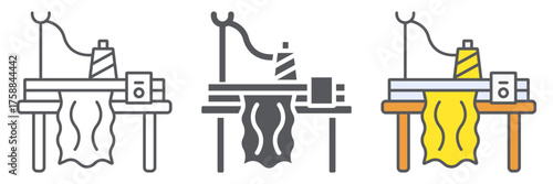 Knitting machine icon, embroidery and sew, sewing machine sign, vector graphics, a linear pattern on a white background. editable stroke