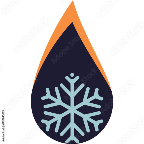 Hot and Cold Symbol Icon temperature snowflake drop climate weather heat cool freeze winter summer season