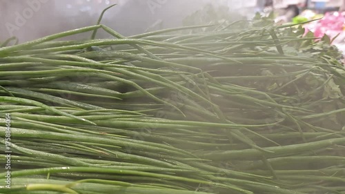 greens on the counter with steam