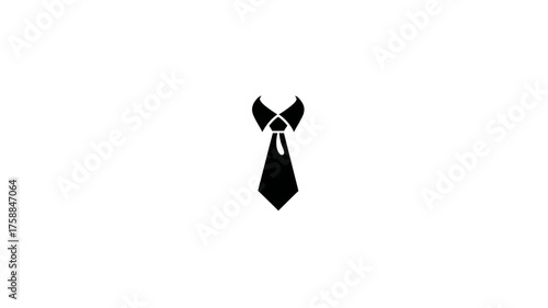 Minimalist black necktie and shirt collar icon on white background, elegant professional business symbol vector illustration