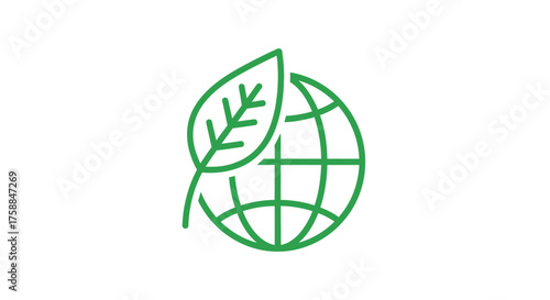 Green globe with leaf icon representing environmental protection and nature