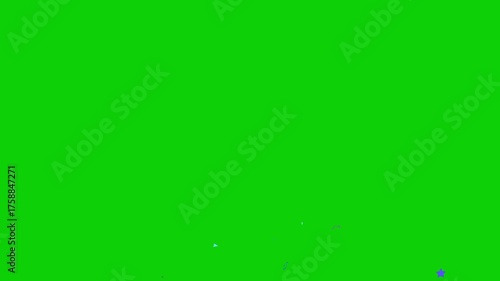 Celebrate success with vibrant blue confetti falling against a bright green backdrop, perfect for party or event promotions