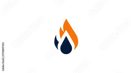 Modern Abstract Flame and Droplet Icon for Energy, Heating, Oil, Gas, and Liquid Resources. Dynamic Business Logo Symbol.