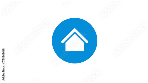 Modern home house icon in a blue circle on a clean white background. Essential digital button for web navigation, user interface, and UI design elements.