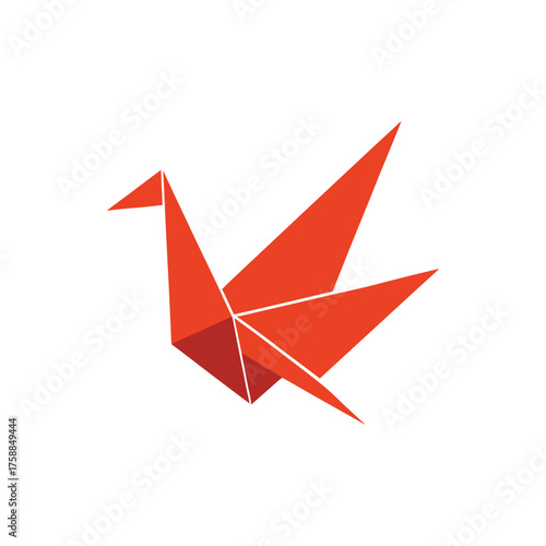 Vibrant red origami crane symbolizing peace hope and japanese culture