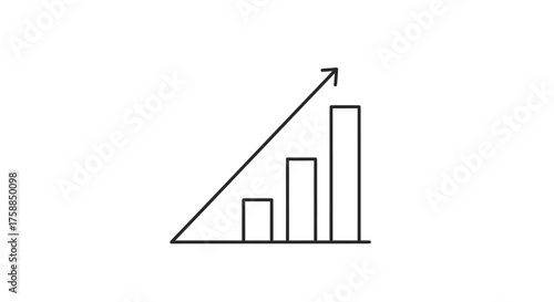 A simple line drawing of a bar graph showing increasing values with an upward trending arrow