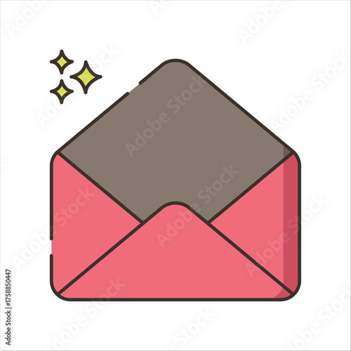 Message Communication Symbol – Open Mail Vector on Beige Background