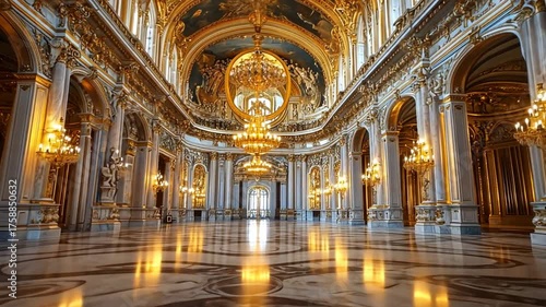 Opulent Palace Ballroom: Gold, Marble, and Light