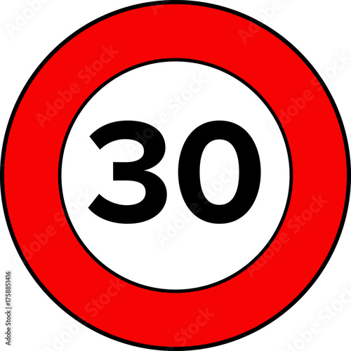 Speed Limit 30 mph Road Sign Vector