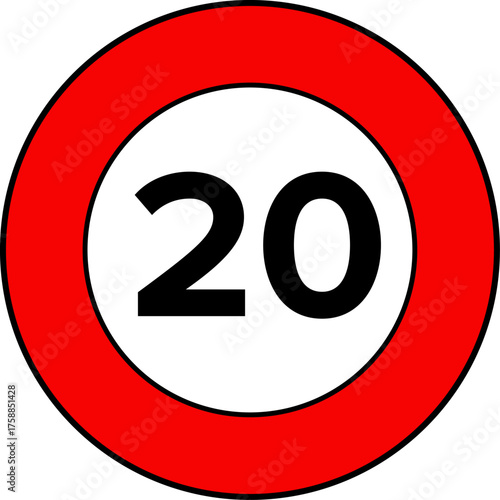Speed Limit 20 mph Road Sign Vector