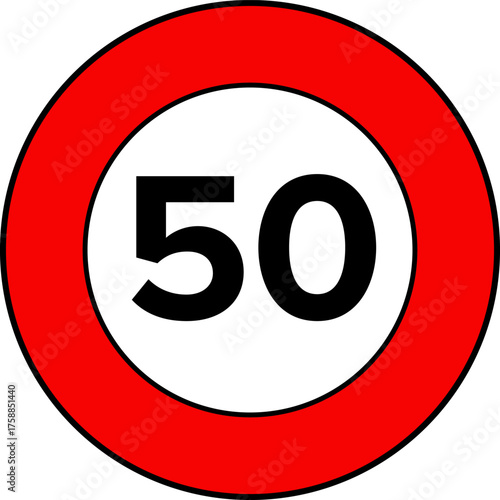 Speed Limit 50 mph Road Sign Vector