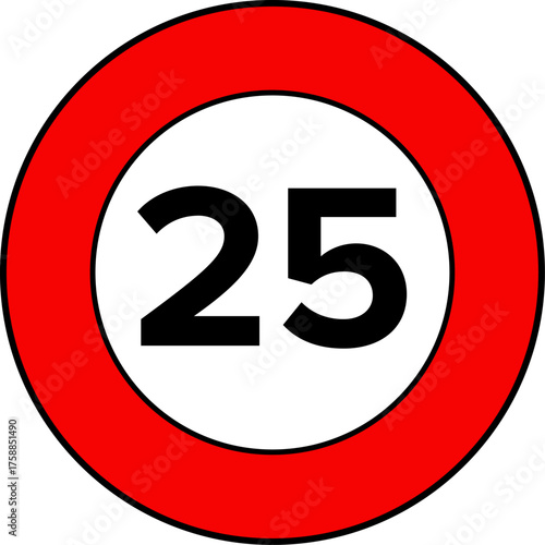Speed Limit 25 mph Road Sign Vector