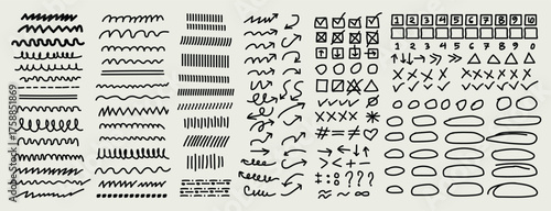 Collection of hand-drawn design elements hand drawing