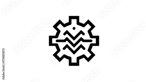 Minimalist outline cogwheel icon with zigzag pattern, symbolizing system settings, mechanical process, technology, data flow, or error.