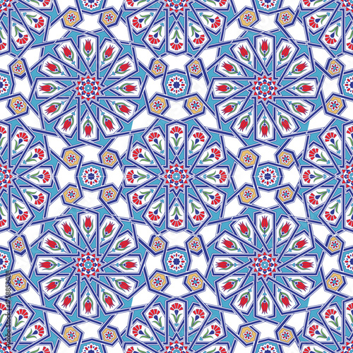 Islamic geometric ornament. Oriental seamless pattern. Turkish mosaic