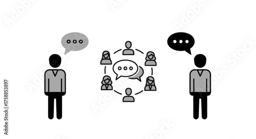 Iconographic representation of communication and collaboration among people