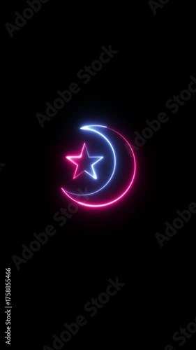 Moon star neon glow logo opening motion
