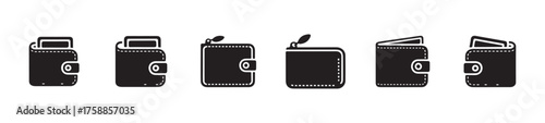 Leather wallet icon set, wallet Icon collection, wallet icon multiple styles, wallet glyph icon,   vector illustration eps