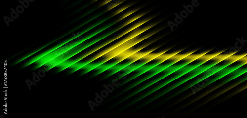 Green and Yellow Laser Motion Lines – Techno Abstract Light Flow