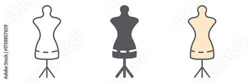 Tailors dummy icon, dressmaker and tailor, mannequin sign, vector graphics, a linear pattern on a white background. editable stroke