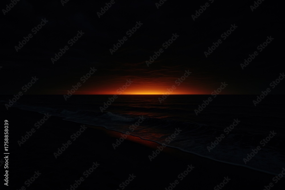 Fototapeta premium Serene ocean sunset silhouette