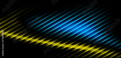 Blue and Yellow Triangular Light Wave – Glowing Futuristic Pattern