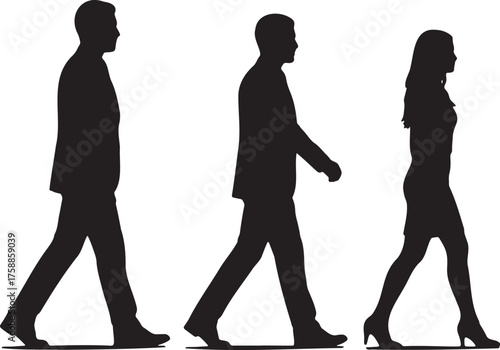 Walking Business People Silhouette Vector Image Perfect for Illustration on Transparent Background