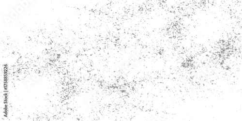 This abstract grunge background design features a vintage, textured gray surface with dirty ink spots and splashes like old, wet cement wall paper