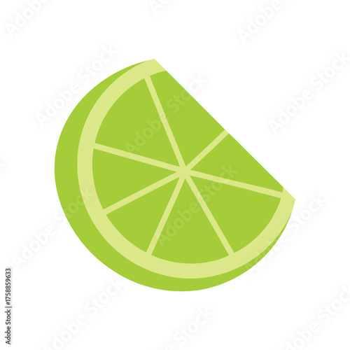 Vibrant green lime slice vector graphic isolated on white background