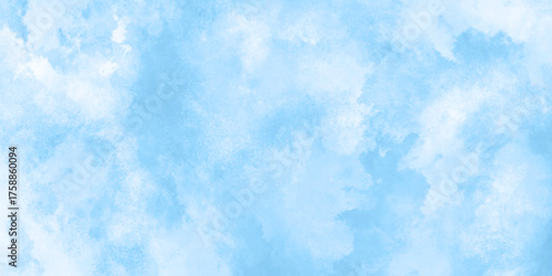 Light sky blue and white grunge smooth shades aquarelle background. sky cloud for wallpaper backdrop texture. blue watercolor splash stroke background with clouds. hand drawn paint watercolor texture.