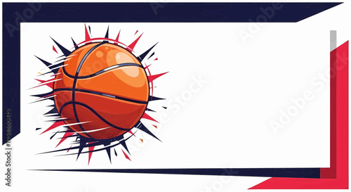 Dynamic pop art basketball illustration with comic style energy for sports competition, game victory, success