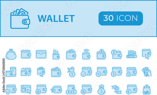Collection of wallet icons on transparent background isolated on transparent background