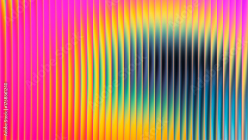 Neon ribbed fractal glass texture with vibrant rainbow gradients and bright smooth fluted vertical lines. Bright smooth fluted vertical lines with burst of holographic iridescent summer tones. Vector