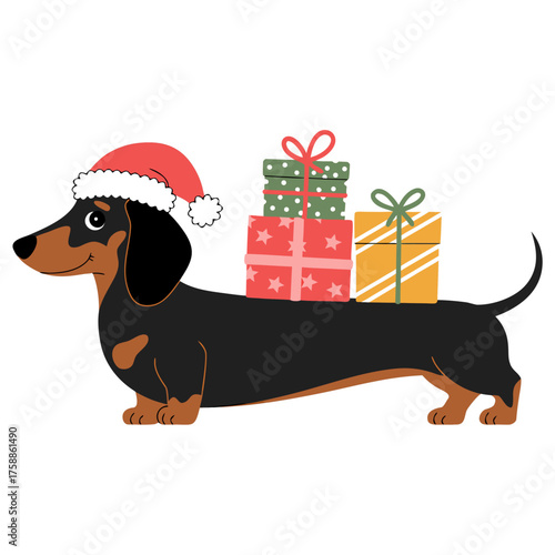 christmas dog with gift