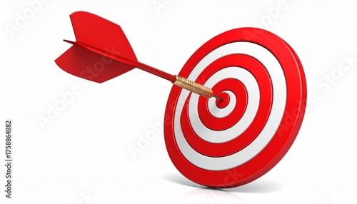Red dart hitting bullseye on concentric target—symbolizing precision, success, and goal achievement.