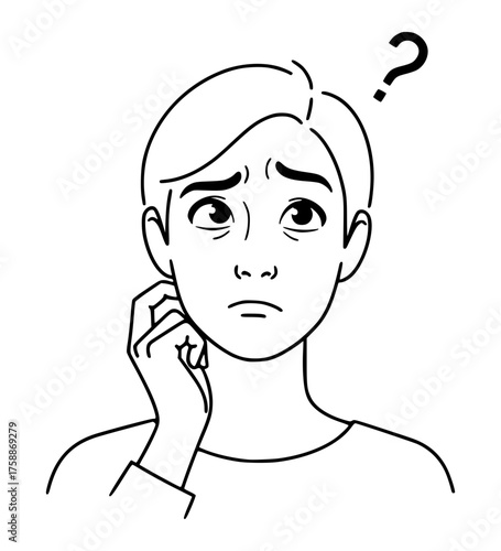 Confused Look Line Art