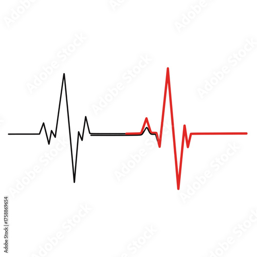Line art heartbeat ekg line vector illustration for medical healthcare pulse rhythm and cardiology design concept