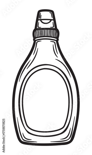 Black outline vector icon of a squeeze bottle with a flip-top cap, often used for condiments or sauces in kitchens and restaurants.