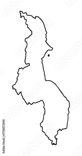 Black outline drawing of a simple, irregularly shaped island with jagged edges, depicted on a plain white background.