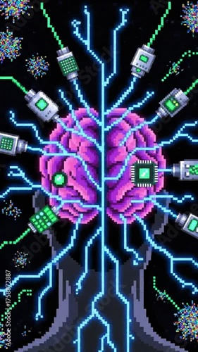 Digital brain conceptual illustration of artificial intelligence and technology
