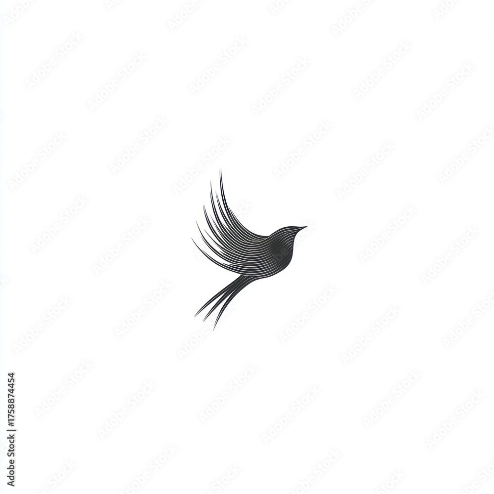 Obraz premium Stylized bird illustration soaring against a clean white background copy space
