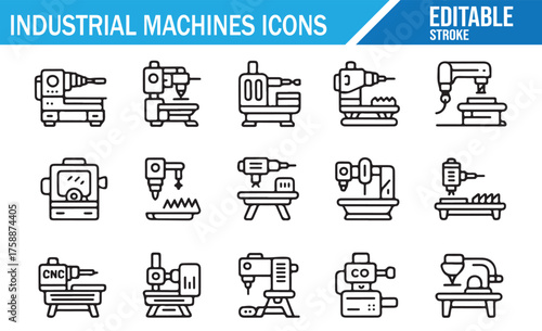 Smart Manufacturing Icons – Automation, Assembly, Robotics, Tools