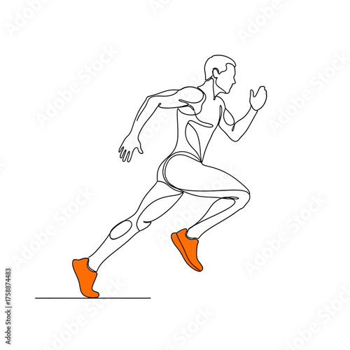 Line art continuous line drawing of running man athlete vector illustration for sports and fitness design 100